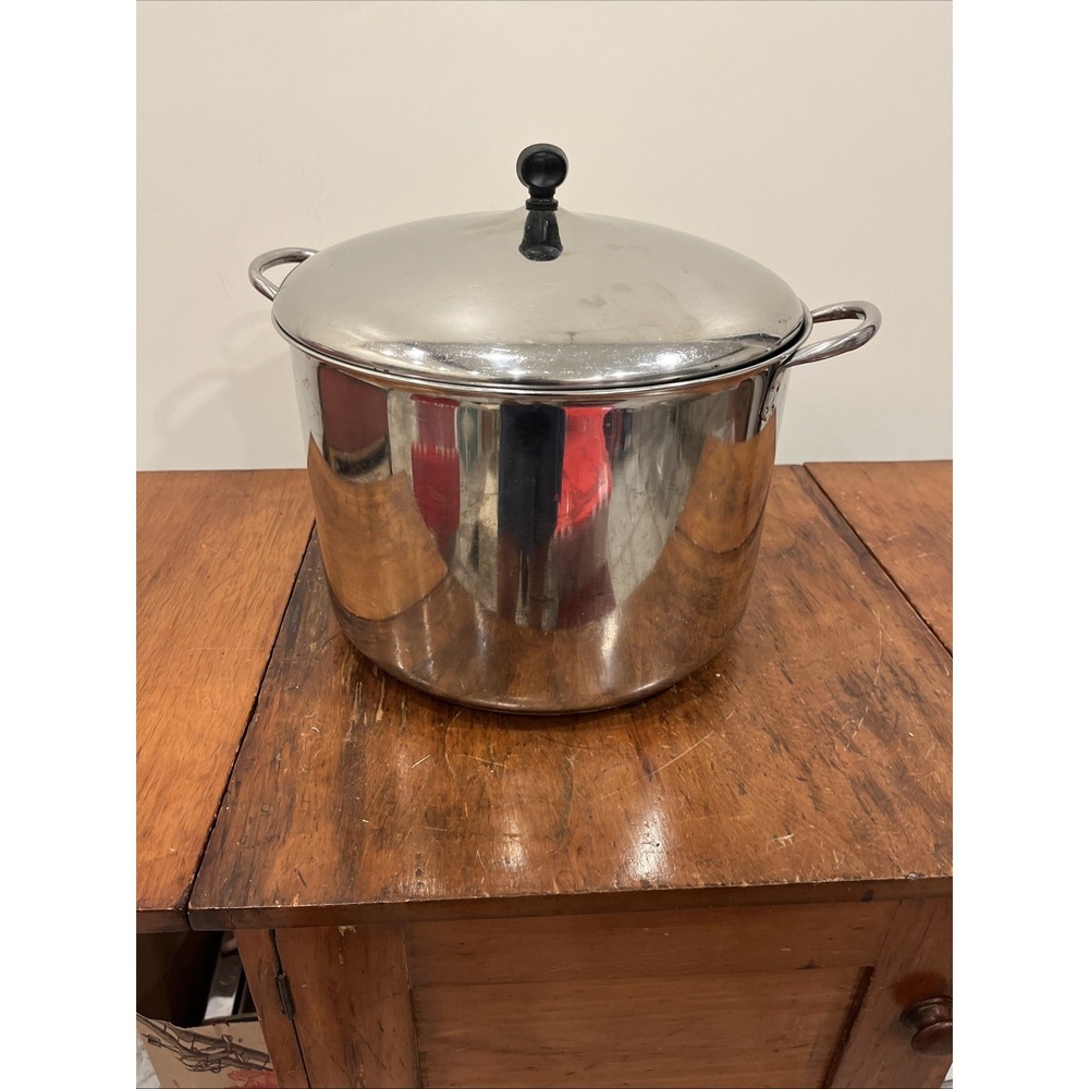 Vintage Farberware Stainless Steel 16 qt Stockpot Aluminum Clad w/ Lid Pot USA